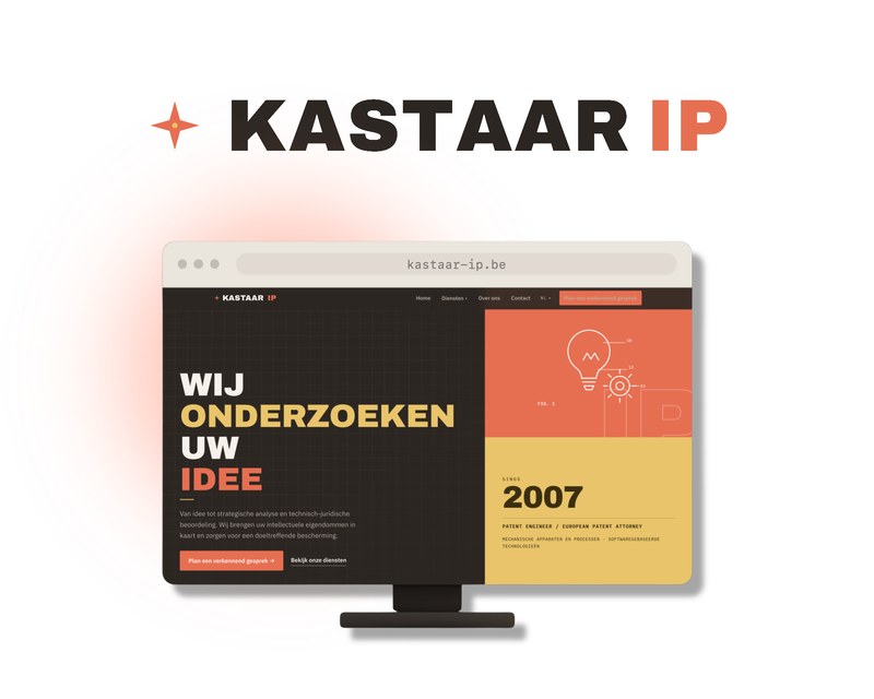 Merkidentiteit en website voor Kastaar IP door Fien Maddens