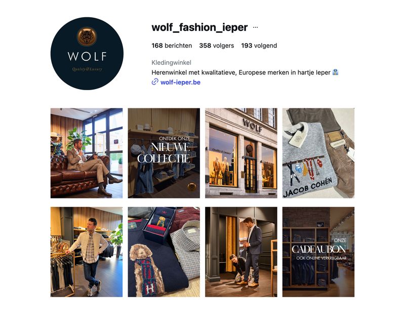 Instagram profiel Wolf Ieper - social media beheer door Fien Maddens